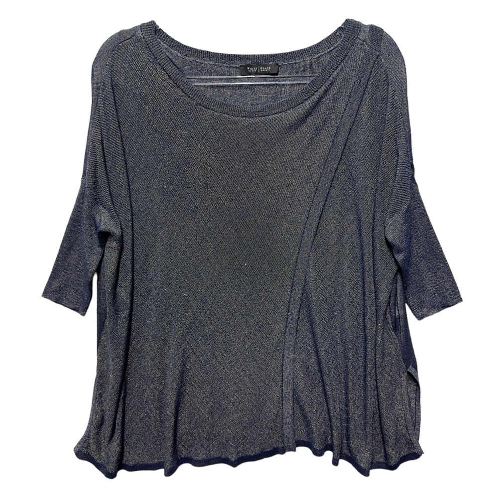 Rayon Woven Knit Double Layered Asymmetrical Shimmery Sweater